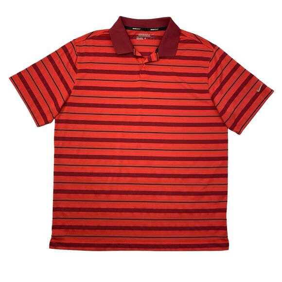 Nike Polo Shirt Mens XL Red Burgundy Ultra Stripe Tour Performance Dri Fit Golf - Picture 1 of 11